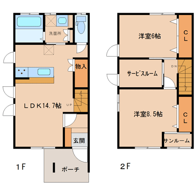 カーサクレマチス　メゾネット　間取り　3LDK