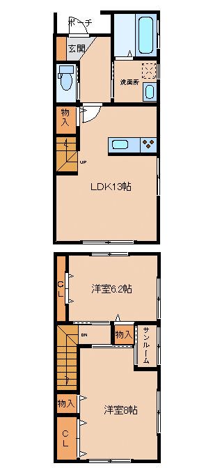 フローラルヴィラ 2LDK 間取り