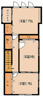 星井町貸家　貸家　間取り　2LDK